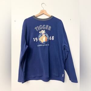 Vintage Disney tigger fleece pullover shirt blue embroidered Disney